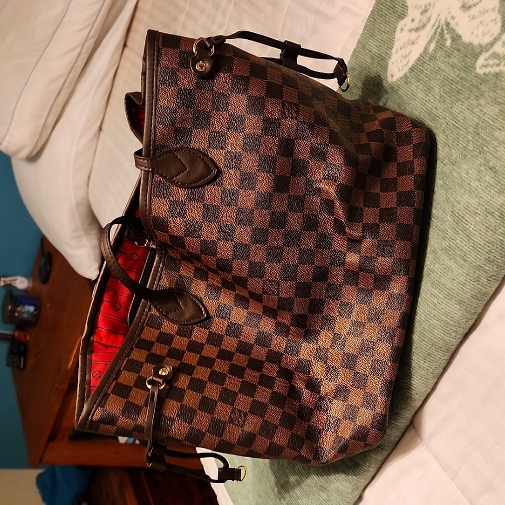 Checkered Brown Tote Bag Luise Vu